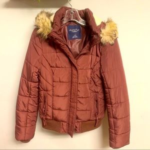 American Eagle Women's AEO Faux Fur Hooded Puffer